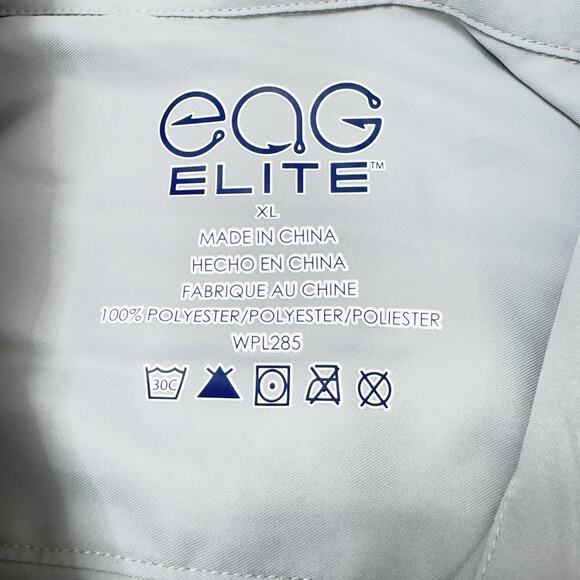 EAG Elite Men's XL Gray Short Sleeve Fishing Shirt Vented Performance Polyester - Picture 10 of 12